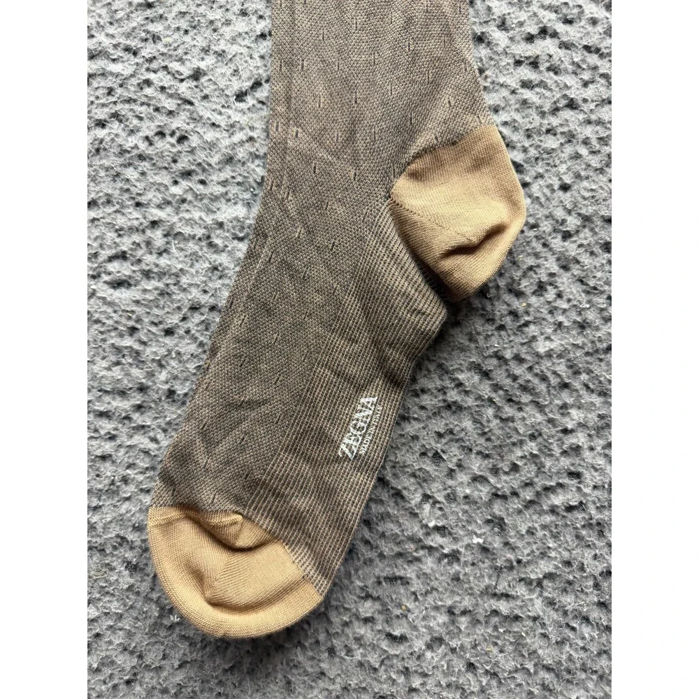 NWT Zegna Levity Egyptian Cotton Knee Sock Micro Fieno Patterned One Size Unisex